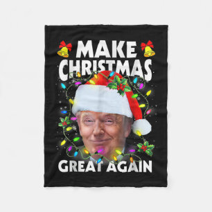 Santa Trump Maak Kerstmis weer geweldig Leuk Xmas Fleece Deken