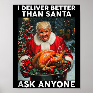 Santa Trump Turkije Kerst Grappige Viering Bruin Poster