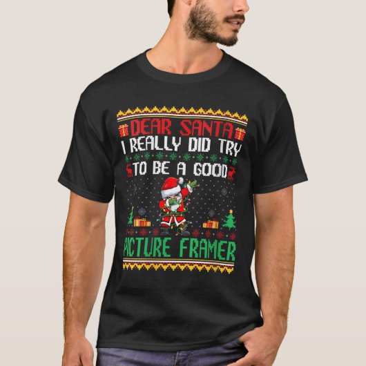 Santa Try To Be A Good Picture Framer - Funny Chri T-shirt (Voorkant)