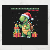Santa Turtle Christmas Ugly Sweater Funny Holiday Sparkling Wijnetiket (Enkel label)