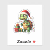 Santa Turtle Christmas Ugly Sweater Funny Holiday  Sticker (Vel)
