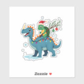 Santa Turtle Riding T-Rex Reindeer Christmas Light Sticker (Vel)