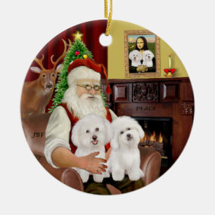 Santa - Twee Bichon Frise Keramisch Ornament