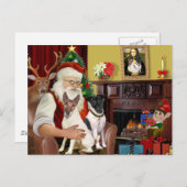 Santa - Twee gladde Fox Terriers Feestdagenkaart (Voorkant / Achterkant)