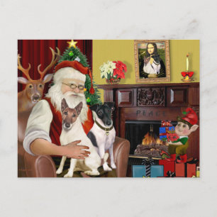Santa - Twee gladde Fox Terriers Feestdagenkaart