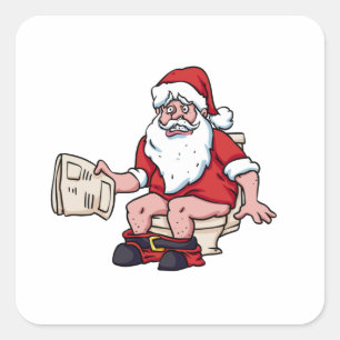 Santa Using Toilet Vierkante Sticker