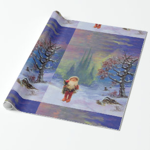 SANTA VAN DE GNOMEN CADEAUPAPIER