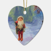 SANTA VAN DE GNOMEN MET RODE RUBY HEART KERAMISCH ORNAMENT (Links)