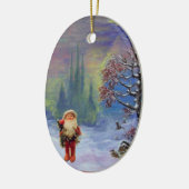 SANTA VAN DE GNOMEN, RODE RUBY EN BLUE SAPPHIRE KERAMISCH ORNAMENT (Links)