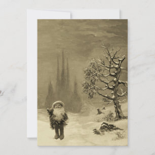 SANTA VAN DE GNOMES, CHRISTMAS PARTIJ Sepia Brown Kaart