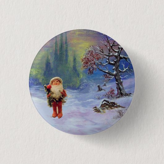 SANTA VAN DE GNOMES Funny Kerstmis Ronde Button 3,2 Cm (Voorkant)