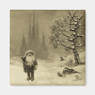 SANTA VAN DE GNOMES Funny Kerstmis Sepia Brown Magneet