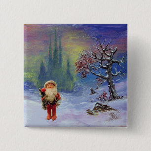 SANTA VAN DE GNOMES VIERKANTE BUTTON 5,1 CM