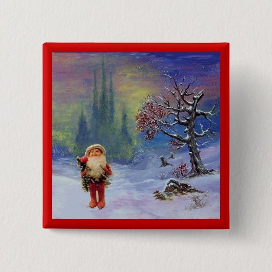 SANTA VAN DE GNOMES VIERKANTE BUTTON 5,1 CM (Voorkant)