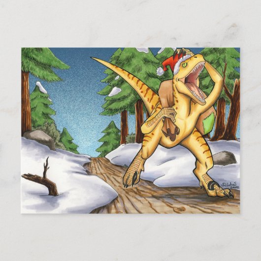 Santa Velociraptor Feestdagenkaart (Voorkant)
