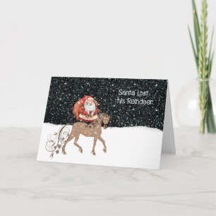 Santa verloor zijn rendierkerstKaart voor kinderen Feestdagen Kaart