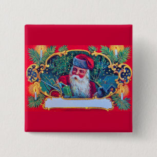 SANTA  VIERKANTE BUTTON 5,1 CM