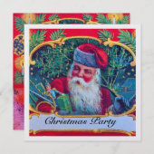 SANTA VINTAGE CHRISTMAS PARTIJ KAART (Voorkant / Achterkant)