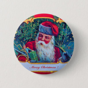 SANTA VINTAGE Kerstmis Ronde Button 5,7 Cm