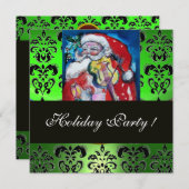 SANTA & VIOLIN, GROEN ZWARTE DAMASK MONOGRAM, Ruby Kaart (Voorkant / Achterkant)