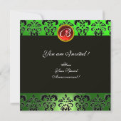 SANTA & VIOLIN, GROEN ZWARTE DAMASK MONOGRAM, Ruby Kaart (Achterkant)