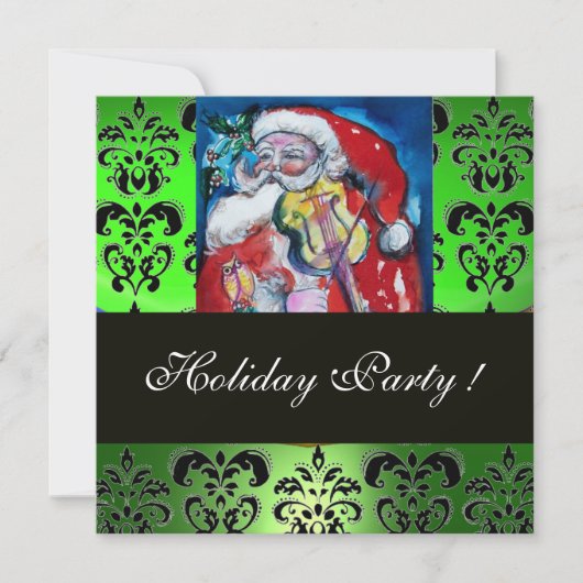 SANTA & VIOLIN, GROEN ZWARTE DAMASK MONOGRAM, Ruby Kaart (Voorkant)