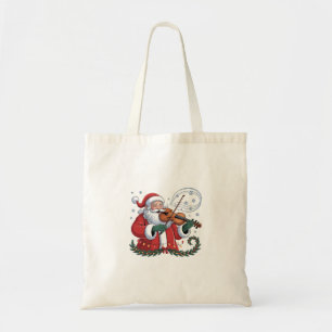 Santa Vioolspeler Violinist Kerstmuziek Xmas Tote Bag