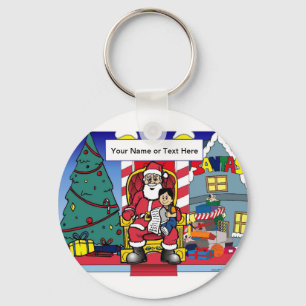 Santa Visit - Boy Cartoon door PrintedPerfection.c Sleutelhanger