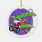 Santa-vliegfiets Keramisch Ornament (Voorkant)