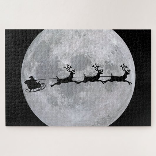 Santa volant vers la Lune Puzzle (Horizontal)