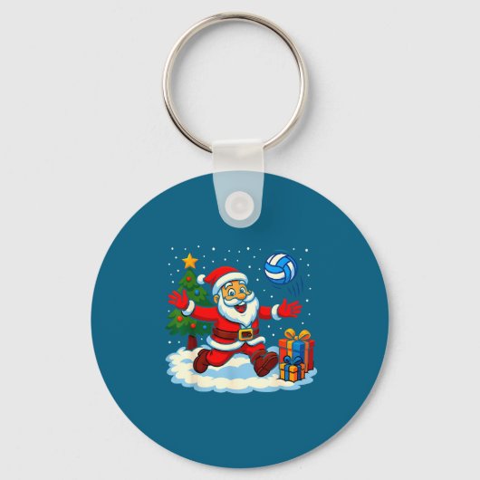 Santa Volleyball Playing Srt Christmas Tree Xmas P Sleutelhanger (Voorkant)