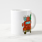Santa vrachtwagen voorzijde uitzicht Vrolijk kerst Extra Grote Beker (Voorkant rechts)