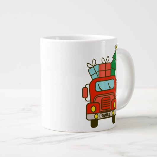 Santa vrachtwagen voorzijde uitzicht Vrolijk kerst Extra Grote Beker (Voorkant rechts)