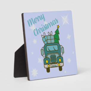Santa vrachtwagen voorzijde uitzicht Vrolijk kerst Fotoplaat
