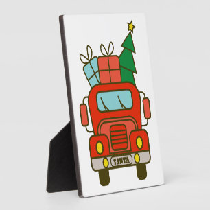 Santa vrachtwagen voorzijde uitzicht Vrolijk kerst Fotoplaat