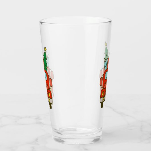 Santa vrachtwagen voorzijde uitzicht Vrolijk kerst Glas (Rechts)