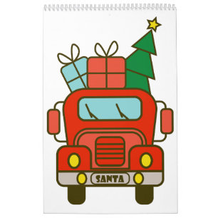 Santa vrachtwagen voorzijde uitzicht Vrolijk kerst Kalender