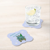 Santa vrachtwagen voorzijde uitzicht Vrolijk kerst Kartonnen Onderzetters (Insitu)