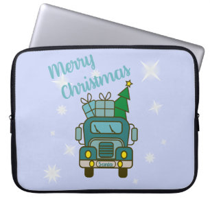 Santa vrachtwagen voorzijde uitzicht Vrolijk kerst Laptop Sleeve