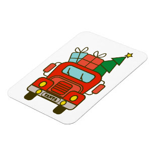 Santa vrachtwagen voorzijde uitzicht Vrolijk kerst Magneet