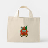 Santa vrachtwagen voorzijde uitzicht Vrolijk kerst Mini Tote Bag (Achterkant)