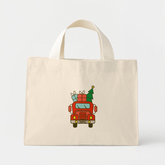 Santa vrachtwagen voorzijde uitzicht Vrolijk kerst Mini Tote Bag (Voorkant)