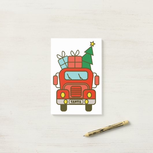 Santa vrachtwagen voorzijde uitzicht Vrolijk kerst Post-it® Notes (Op bureau)