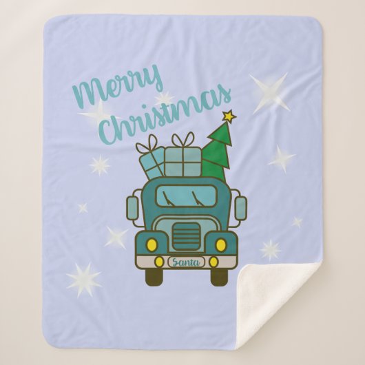 Santa vrachtwagen voorzijde uitzicht Vrolijk kerst Sherpa Deken (Voorkant)