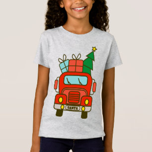 Santa vrachtwagen voorzijde uitzicht Vrolijk kerst T-shirt