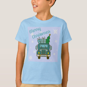 Santa vrachtwagen voorzijde uitzicht Vrolijk kerst T-shirt