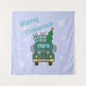 Santa vrachtwagen voorzijde uitzicht Vrolijk kerst Wandkleed (Voorkant)