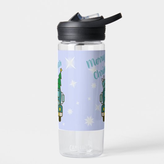 Santa vrachtwagen voorzijde uitzicht Vrolijk kerst Waterfles (Links)