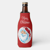 Santa Vrolijk Kerstmis Fles Cooler (Fles Voorkant)