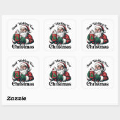 Santa Waiting For Christmas White Vierkante Sticker (Vel)